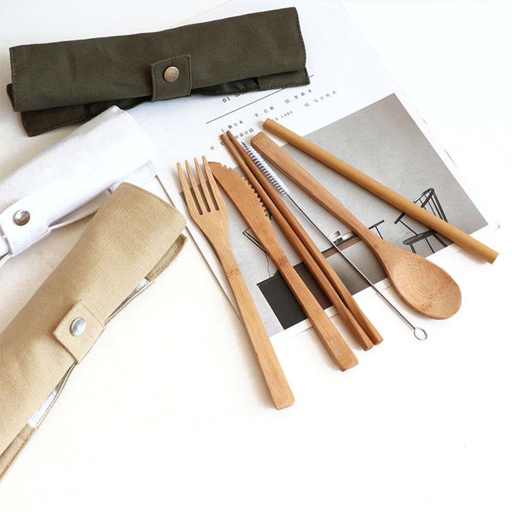 6Pcs Bamboo Flatware Set Susta - огляд і ціна Bamboo Cutlery Travel