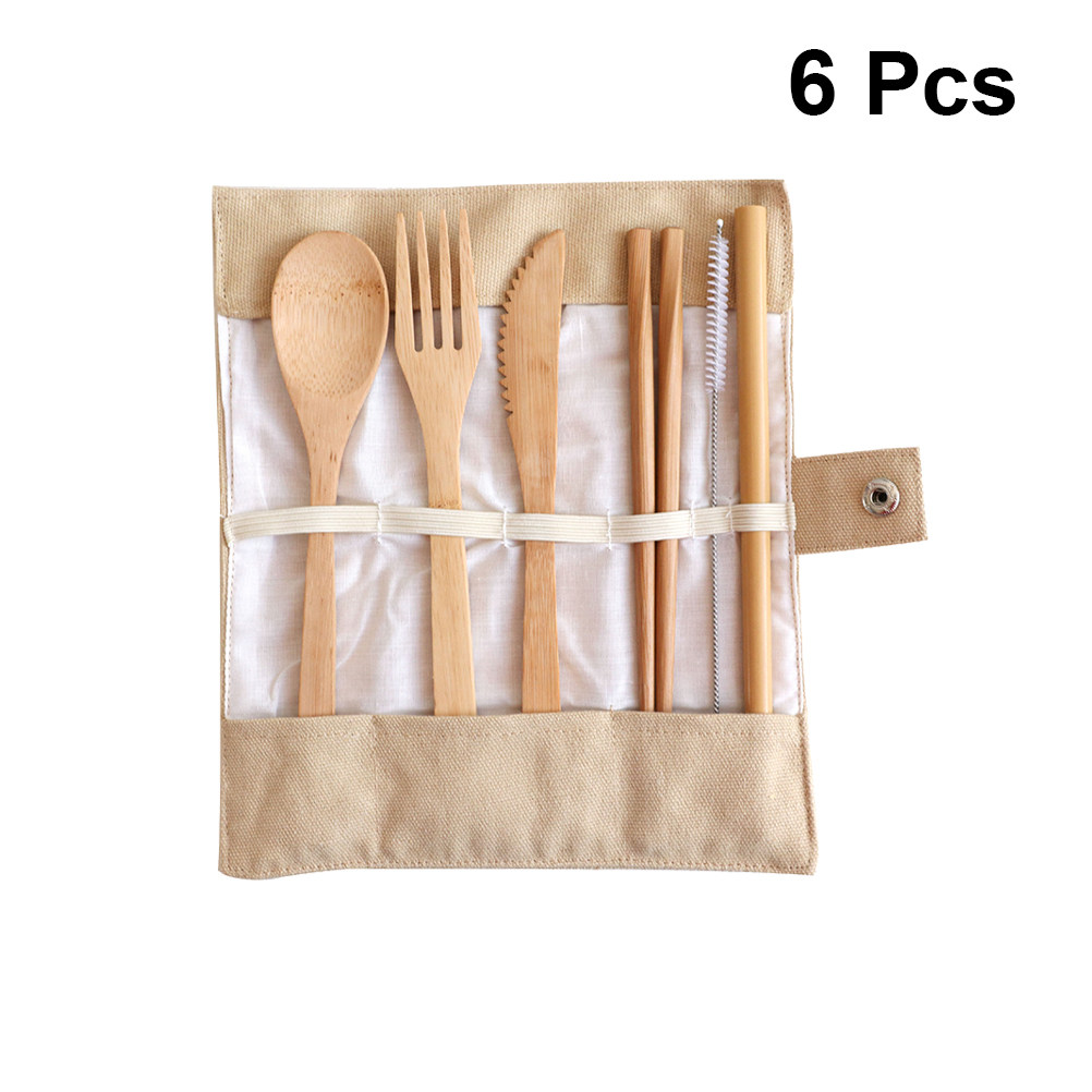 6Pcs Bamboo Flatware Set Susta - огляд і ціна Bamboo Cutlery Travel