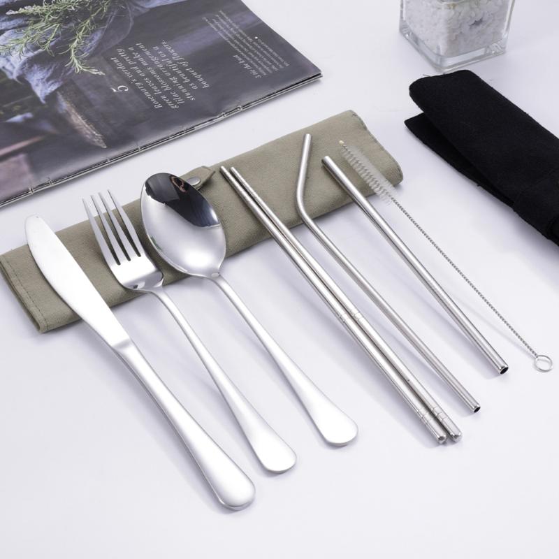 8Pcs/Set Tableware Travel Cutl - огляд і ціна Stainless Steel Straw