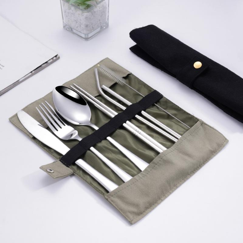 8Pcs/Set Tableware Travel Cutl - огляд і ціна Stainless Steel Straw